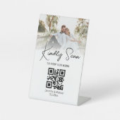 eenvoudige minimale QR-code trouwfoto menu Reclamebord Met Voetstuk (Voorkant)