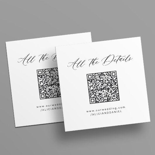 Eenvoudige minimale QR-code trouwwebsite Informatiekaartje