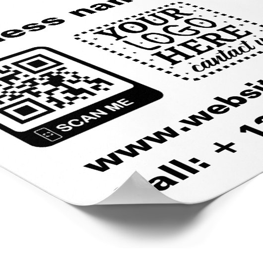 Eenvoudige minimale QR-code voegt logo scan bedrij Poster (Hoek)