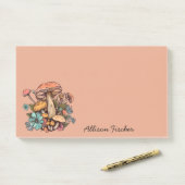 Eenvoudige minimale retro paddenstoel post-it® notes (Op bureau)