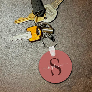 Eenvoudige Minimale Rode Monogram Initiële Voornaa Sleutelhanger