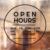 Eenvoudige minimale ronde openingstijden voor bedr raamsticker (Vel 2)