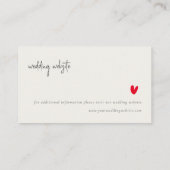 Eenvoudige minimale Rood-Heart-bruiloft website Informatiekaartje (Achterkant)