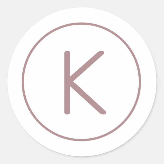 Eenvoudige minimale roos gouden monogram envelop a ronde sticker (Voorkant)