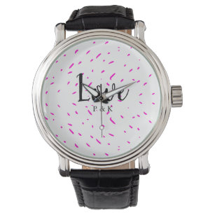 Eenvoudige minimale roze abstracte achtergrondnaam horloge