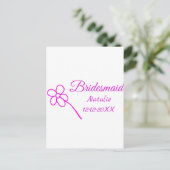 Eenvoudige minimale roze bridesmaïde voeg jaarteks briefkaart (Staand voorkant)