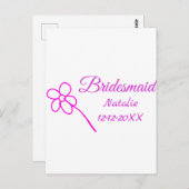 Eenvoudige minimale roze bridesmaïde voeg jaarteks briefkaart (Voorkant / Achterkant)