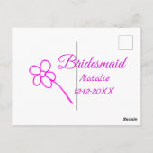 Eenvoudige minimale roze bridesmaïde voeg jaarteks briefkaart (Achterkant)