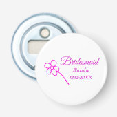 Eenvoudige minimale roze bridesmaïde voeg jaarteks button flesopener (Voorkant)