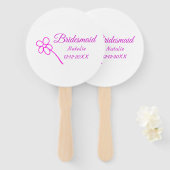 Eenvoudige minimale roze bridesmaïde voeg jaarteks handwaaier (Voorkant en achterkant)