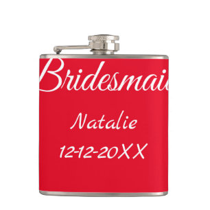 Eenvoudige minimale roze bridesmaïde voeg jaarteks heupfles