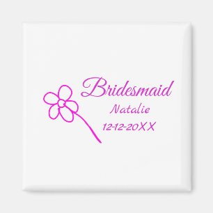 Eenvoudige minimale roze bridesmaïde voeg jaarteks magneet