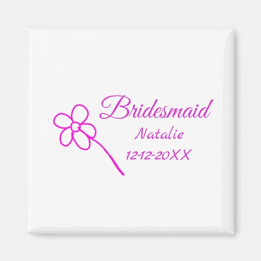 Eenvoudige minimale roze bridesmaïde voeg jaarteks magneet (Voorkant)