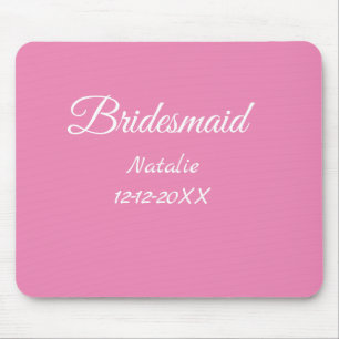 Eenvoudige minimale roze bridesmaïde voeg jaarteks muismat