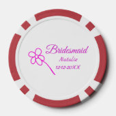 Eenvoudige minimale roze bridesmaïde voeg jaarteks poker chips (Achterkant)