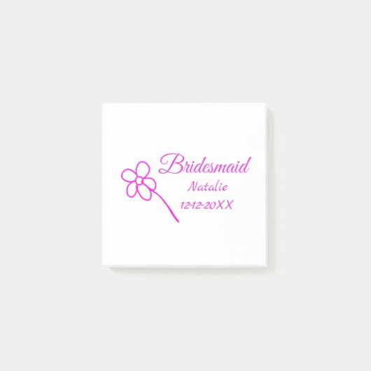 Eenvoudige minimale roze bridesmaïde voeg jaarteks post-it® notes (Voorkant)