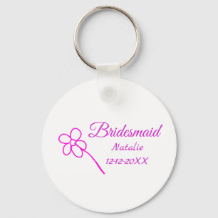 Eenvoudige minimale roze bridesmaïde voeg jaarteks sleutelhanger