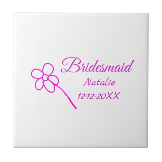 Eenvoudige minimale roze bridesmaïde voeg jaarteks tegeltje (Voorkant)