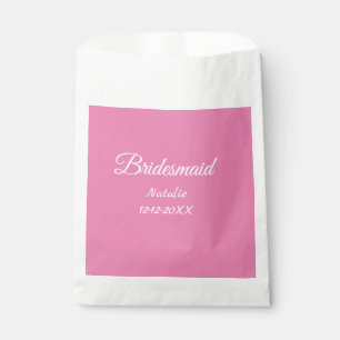 Eenvoudige minimale roze bruidsmeisje voeg naam ja bedankzakje