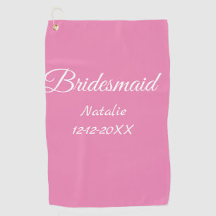Eenvoudige minimale roze bruidsmeisje voeg naam ja golfhanddoek