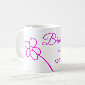 Eenvoudige minimale roze bruidsmeisje voeg naam ja koffiemok (Voorkant links)