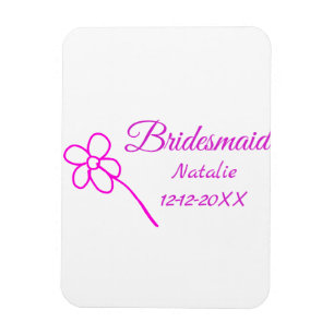 Eenvoudige minimale roze bruidsmeisje voeg naam ja magneet