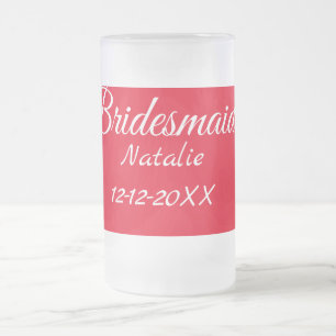 Eenvoudige minimale roze bruidsmeisje voeg naam ja matglas bierpul