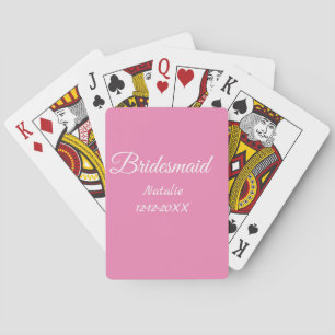 Eenvoudige minimale roze bruidsmeisje voeg naam ja pokerkaarten