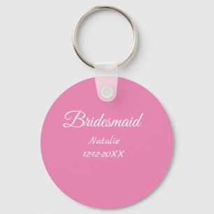 Eenvoudige minimale roze bruidsmeisje voeg naam ja sleutelhanger