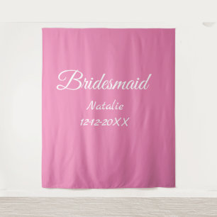 Eenvoudige minimale roze bruidsmeisje voeg naam ja wandkleed