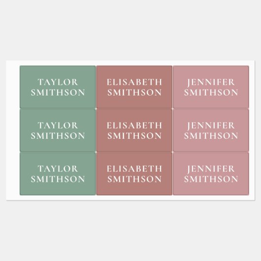 Eenvoudige minimale roze en groene add Jouw naam S Labels (Vel)