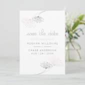 Eenvoudige minimale roze en houtskool bloemen kaart (Staand voorkant)