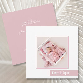 Eenvoudige minimale roze foto geboorteaankondiging kaart