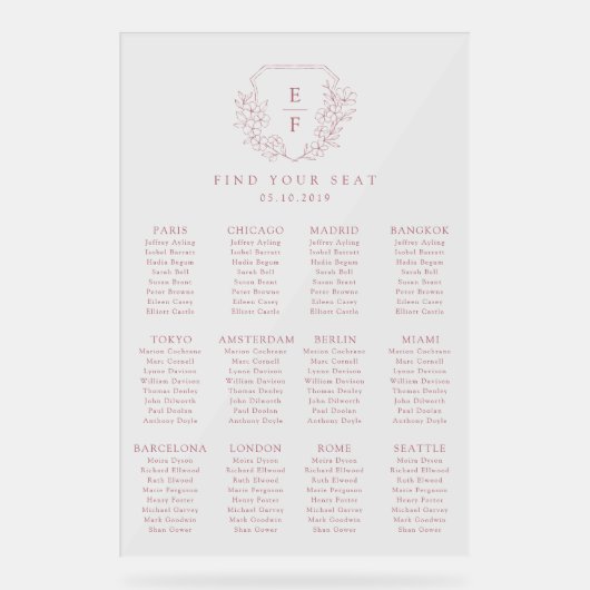 Eenvoudige minimale roze kersenbloesem zitkaart acryl bord (Voorkant)