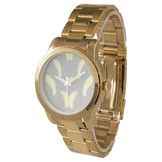 Eenvoudige minimale roze paarse waterverf abstract horloge (Gekanteld)