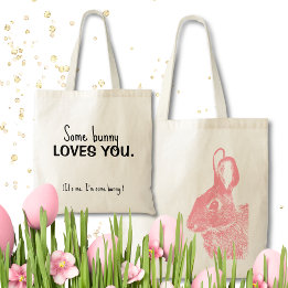 Eenvoudige minimale roze paashaas tote bag