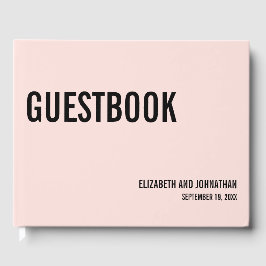 Eenvoudige minimale roze Typografie Wedding Guest Gastenboek