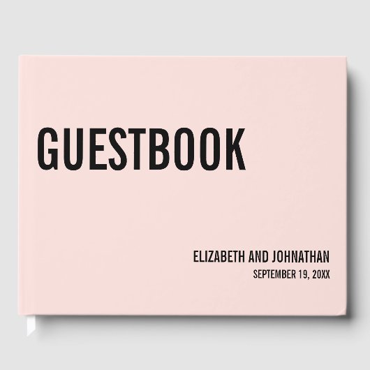 Eenvoudige minimale roze Typografie Wedding Guest  Gastenboek (Voorkant)