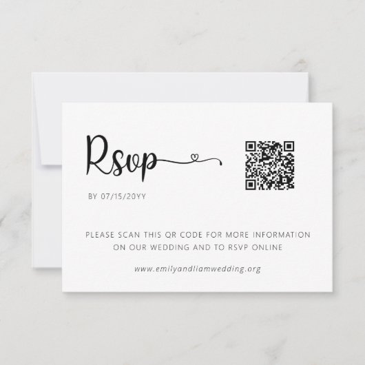 Eenvoudige minimale RSVP-kaart voor bruiloft met f Kaart (Voorkant)