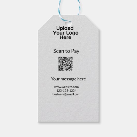 Eenvoudige minimale scan om te betalen QR logo web Cadeaulabel (Voorkant)