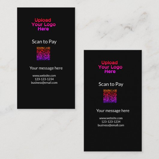 Eenvoudige minimale scan om te betalen QR logo web Visitekaartje (Voorkant / Achterkant)