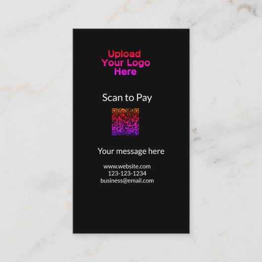 Eenvoudige minimale scan om te betalen QR logo web Visitekaartje (Voorkant)