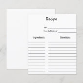 eenvoudige minimale script bruidsfeest recept kaar (Voorkant / Achterkant)