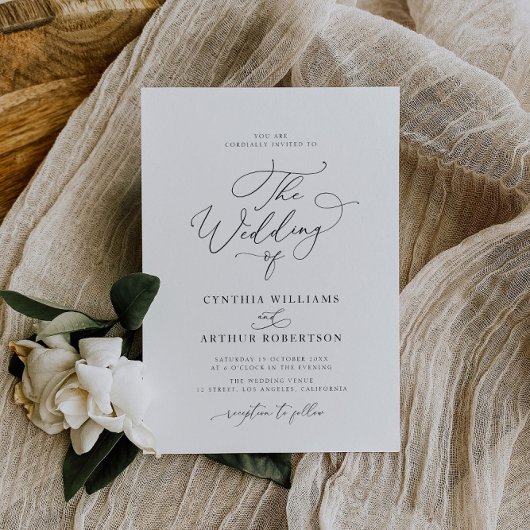 Eenvoudige minimale script bruiloft kaart