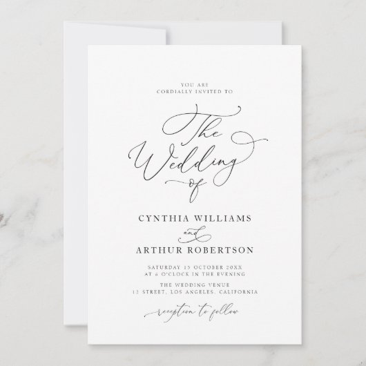 Eenvoudige minimale script bruiloft kaart (Voorkant)