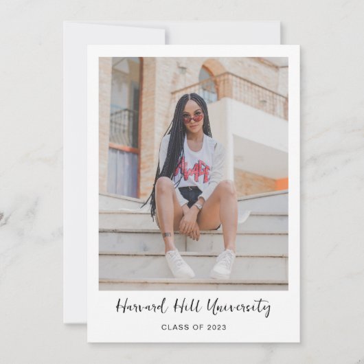 Eenvoudige minimale Script Graduation Party Kaart (Voorkant)