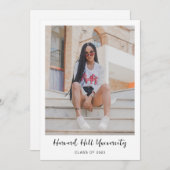 Eenvoudige minimale Script Graduation Party Kaart (Voorkant / Achterkant)