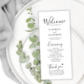 Eenvoudige minimale script hart bruiloft ceremonie programmakaart