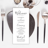 Eenvoudige minimale script hart bruiloft ceremonie programmakaart