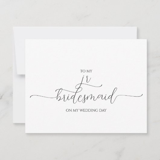 Eenvoudige minimale script Jr bruidsmeisje dankkaa Kaart (Voorkant)